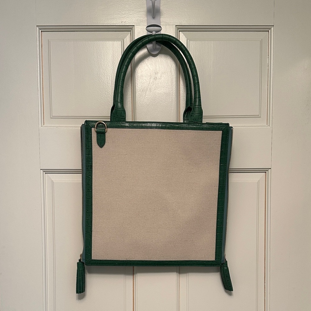 Elegant Green and Cream Tote Bag